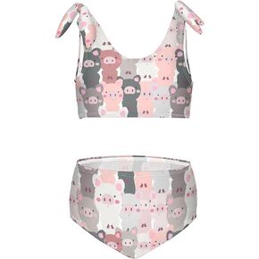 YYZZH Horse Pattern On Blue Girls Bikini Sets 2 Piece Swimsuits Bathing Suit Swimwear