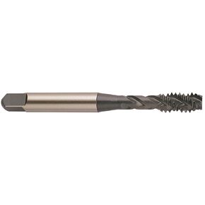 YG-1 F8 Series Vanadium Alloy HSS Spiral Flute Tap, TiN Coated, Round Shank with Square End, Bottoming Chamfer, 3/4"-10 Thread Size, H3 Tolerance
