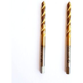 صنبور فلوت حلزوني متري M3x0.5 من AtticZone، صنبور لولبي آلي، درجة 0.5 مم، فولاذ عالي السرعة مطلي بالتيتانيوم 6542، اليد اليمنى قطعتان (M3x0.5) in Kuwait