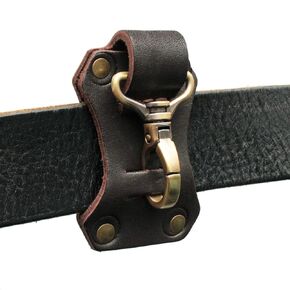 Handmade Leather Keychain with Spring Snap Hook, EDC Belt Keychain for Men Bikers, Rustic Key Chain Holder Clips