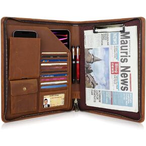 Full Grain Leather Portfolio Binder, Leather Padfolio Business Resume Legal Pad Notebook Binder for A4/Pad, Leather Folio Leather Folder, Writing Pad for Business School Office