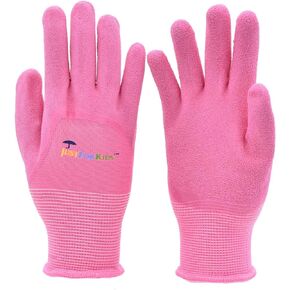 G & F Products 2040-2P JustForKids Premium MicroFoam Texture Coated Kids Garden Gloves, Kids Work Gloves, Pink, 1 Pair