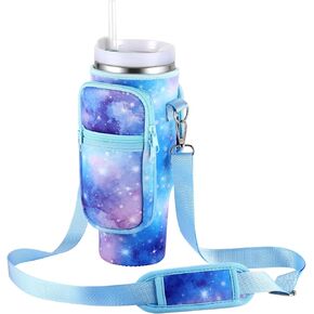 OUTXE Water Bottle Carrier Bag for 30oz 40oz Stanley Tumbler with Handle, Water Bottle Holder with Strap& Phone Pocket, Water Bottle Accessories for Walking, Outdoor, Gym