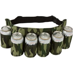 Suaetiai Beer Belt, Beer Soda Belt Holster Adjustable 6 Pack Beer Belt Bottle Holders Drink Can Holder Waist Pack Bag, Perfect for Parties, Picnics, Camping, Barbeque, Outdoor Sports Hiking (Black)