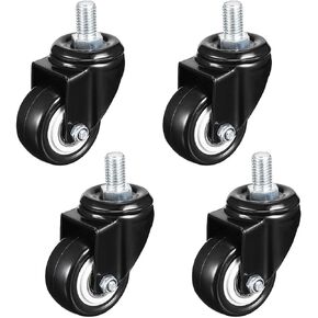 uxcell 1.5 Inch Swivel Caster Wheels PU 360 Degree Threaded Stem Caster Wheel, M10 x 15mm, 330lb Total Load Capacity, Pack of 4