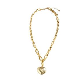 Bubble Heart Charm Gold Thick Hardware Paperclip Chain Bright Golden
