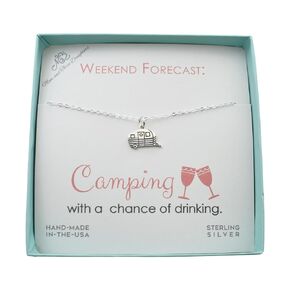 Camping Necklace in Sterling Silver. Camper Gift for Her. Outdoors Lover. Happy Camper. Adventure Jewelry.
