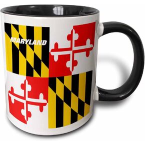 3dRose mug_45066_4 "State Flag Of Maryland" Two Tone Black Mug, 11 oz, Multicolor