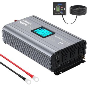 GIANDEL 2000W Pure Sine Wave Power Inverter DC 12V to AC 120V with a Hard Wire Terminal Block and Big LCD Display Wired Remote Controller Dual 2.4A USB Ports FCC Approved for Emergency Solar System