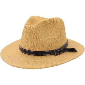 NAMANANA Fashion بنما قبعة فيدورا حماية من الأشعة فوق البنفسجية قبعات الشمس الصيفية للرجال والنساء قبعة الشاطئ قبعة مسطحة ذات حافة بنية in Kuwait