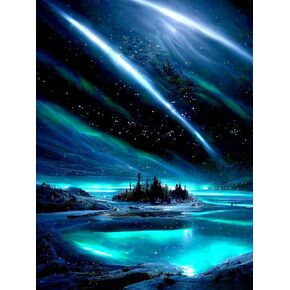 Yunnuo Beach Diamond Painting Kits for Adult,5D DIY Moon Diamond Art Painting,Landscape Paint Gem Kit,Beach Moon Scenery Diamond Dots Painting,Office and Home Wall Decor Gifts (12x16inch)