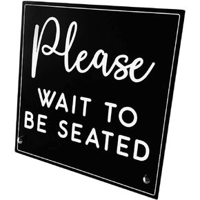Please Wait To Be Seated Business Freestanding Counter Top Sign | Custom Coffee Shop Restaurant Bakery Ice Cream Stand | Cafe Decor Display Hostess Stand
