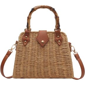 Cross Body Handbags for Women Straw Woven Beach Bag 2024 Summer Handmade Purses Wicker Rattan Bag Holiday