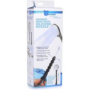 Cleanstream Shower Head with Silicone Enema Nozzle, Black