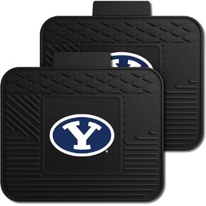 FANMATS 10310 BYU Cougars 2-Piece Heavy Duty Vinyl Car Mat Set, Front Row Floor Mats, All Weather Protection, Universal Fit, Deep Resevoir Design