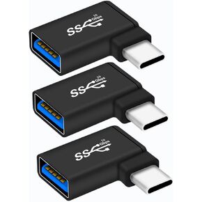 ZJKJHJY محول USB C إلى USB OTG بزاوية يمين (3 عبوات)، محول ألومنيوم 90 درجة USB-C إلى USB 3.0، نوع C OTG لجهاز MacBook Pro 2020، iPad Pro in Kuwait
