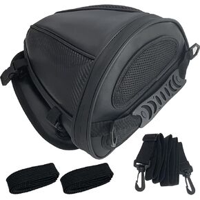 Socpuro Motorcycle Tail Bag Waterproof Rear Seat Storage Saddle Bag Motorbike Tank Bag with Shoulder Strap, Black