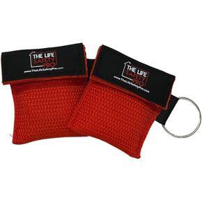 CPR Face Shield Keychain Mask 2pcs., Disposable CPR Face Shield with One Way Valve Breathing Barrier for First Aid, CPR, Travel, Home, Office, Car, Keyring, Bag or Emergency Kit.