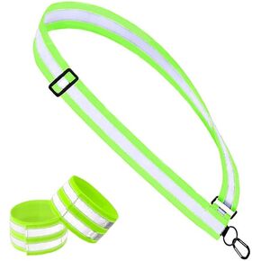 FLSXCHAMJD Reflective Sash, Reflective Safety Gear, Adjustable Reflective Sash for Nighttime Activities - Perfect for Running, Walking, Cycling | High-Visibility Gear for All Ages