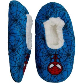 Disney Collection Toddler Boys Marvel Spider-Man Fuzzy Babba Slippers - Blue - (2T-3T)