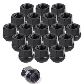 MuHize 20pcs Wheel Lug Nuts - 1/2 x 20 Black Lug Nut Kit(2024 New), Open End 6 Spline Nut 0.83inch Tall, 60 Degree 3/4 Inch Hex Compatible with Lincoln Ford
