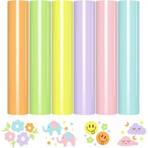 VINYL FROG 6 Sheets Boho Heat Transfer Vinyl Bundle 12"x10" Neutral Tone HTV Vinyl Pack 6 Assorted Pastel Color Iron on Vinyl Easy to Weed Heat Press Vinyl for DIY T-Shirts