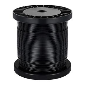FOLUXING 200Ft Wire Rope, 304 Stainless Steel Black Vinyl Coated Wire Rope, Outdoor Light Guide Wire, 1/16 Inch Coated to 3/32 Inch for Hanging String Lights, Globe Lights and Lanterns