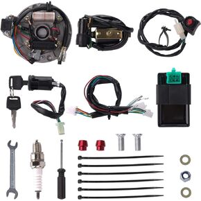 CIOM Magnetoelectric Coils Wiring Loom Harness Kill Switch Ignition Coil Cdi Box Spark Plug Rebuild Kit Kick Start Dirt Pit Bike ATV 50CC 70CC 90CC 110CC-160cc Buggy Go Kart Wire Harness