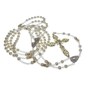 Crystal Pearls Ivory color with rhinestones Decorated Crystal Wedding lasso/Lazo de Boda en perlas beige con cruz de brillantes/