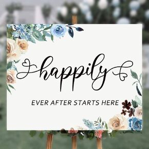 Happily Ever After Starts Here, Wedding Welcome Sign, Wedding Sign, Rustic Wedding Decor, 11x14inch UNFRAMED