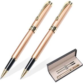 YIVONKA Luxury Ballpoint Pens Best Ball Pen Gift Set for Men & Women Professional Executive Office Nice BallPens Classy Gift Box Ballpoint Black Refill Line width 0.5mm (Rose Gold)