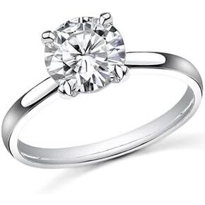 14K White Gold 1-5 Carat Lab Grown Solitaire Round 4 Prong Cut Hidden Halo IGI Diamond Engagement Ring (H-I Color VS2-SI1)