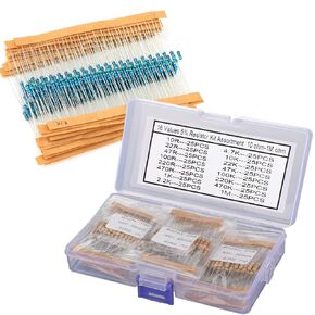 75 Values 1500 PCS (Each Values 20pcs) Resistor Assortment Kit 1 Ohm-10M Ohm Commonly Used 5% 100r Four Color Ring 1/4W Metal Carbon Film Resistors Set