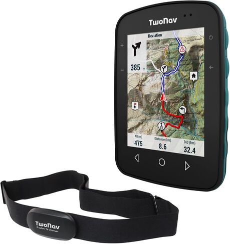 TwoNav Terra + Chest Heart Rate Monitor, GPS Bike Computer with 3.7-inch Wide Screen for Mountain, Hiking, MTB, Bicycle with maps Included. Colour Turquoise in Saudi Arabia