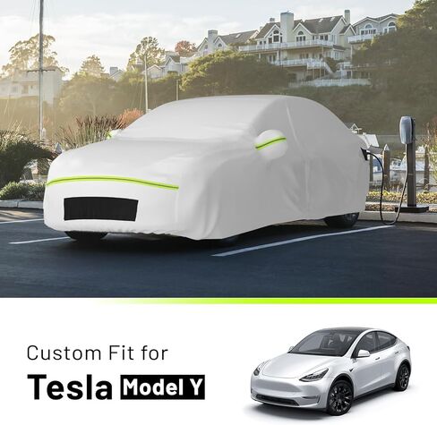 غطاء سيارة Favoto للطراز Y - مناسب خصيصًا لغطاء السيارة Tesla Model Y 6 طبقات مقاوم للماء في جميع الأحوال الجوية، حماية من المطر والثلج والشمس مع منفذ شحن، سحاب باب شبكي جيد التهوية in Kuwait