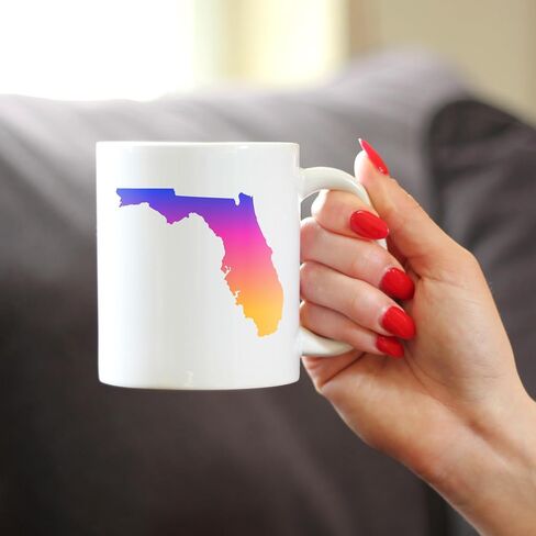 Florida State Outline Coffee Mug - State Themed Drinking Decor and Gifts for Floridian Women & Men - Large 15oz White Ceramic Mug in Saudi Arabia