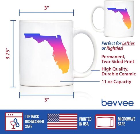 Florida State Outline Coffee Mug - State Themed Drinking Decor and Gifts for Floridian Women & Men - Large 15oz White Ceramic Mug in Saudi Arabia
