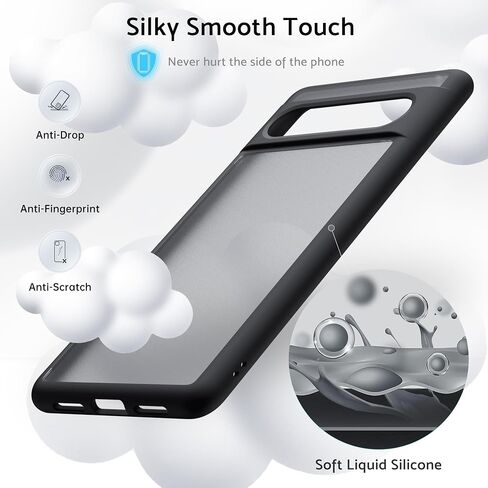 Anqrp Designed for Pixel 7 Pro Case, Military Shockproof Protective Translucent Matte Back Anti-Scratch Phone Case Cover for Google Pixel 7 Pro 6.7 inch, Black in Saudi Arabia