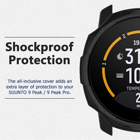 Miimall متوافق مع حافظة SUUNTO 9 Peak، حافظة SUUNTO 9 Peak Pro شاملة من مادة TPU المقاومة للصدمات وخفيفة الوزن لهاتف SUUNTO 9 Peak/9 Peak Pro - أسود in Kuwait