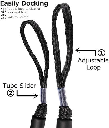 Boat Accessories 2PCS Dock Lines 3FT Premium Bungee Boat Lines (Red+Black, 3Feet) in Saudi Arabia
