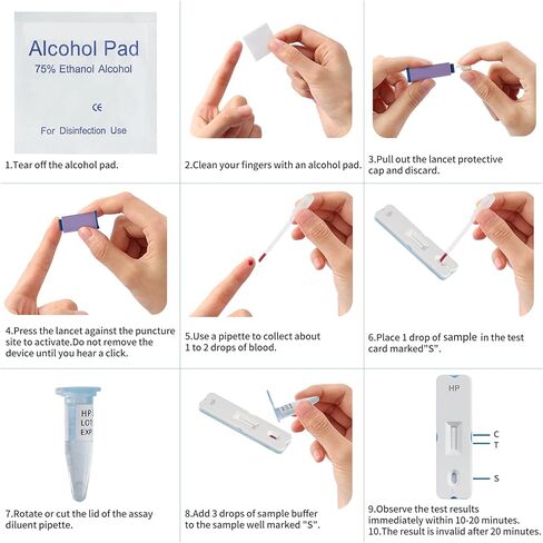 STARRIVER 2 مجموعات اختبار H Pylori، مجموعات اختبار هيليكوباكتر بيلوري في المنزل، مجموعات اختبار H. Pylori، اختبار ذاتي h-Pylori للاستخدام المنزلي، سهل الاستخدام in Kuwait