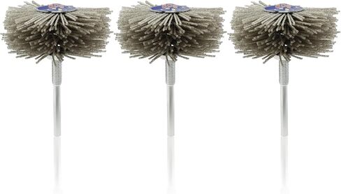 Moicstiy 120 Grits Abrasive Nylon Wheel Brush Grit Polish Grinder Brush Grinding Head with Threaded Shank for Removal of Rust Corrosion Paint (3 Pcs) in Saudi Arabia