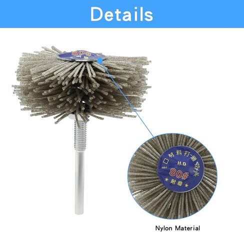 Moicstiy 120 Grits Abrasive Nylon Wheel Brush Grit Polish Grinder Brush Grinding Head with Threaded Shank for Removal of Rust Corrosion Paint (3 Pcs) in Saudi Arabia