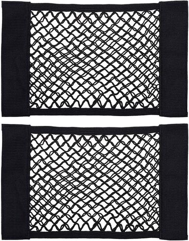 TENACHI Set 2 Car Trunk Net Mesh Auto Cargo Storage Organizer Universal Elastic SUV Netting Pocket Wall Sticker Add on Pouch Bag 15.7 x 9.8 inch / 40 x 25cm in Saudi Arabia