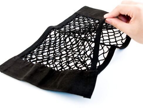 TENACHI Set 2 Car Trunk Net Mesh Auto Cargo Storage Organizer Universal Elastic SUV Netting Pocket Wall Sticker Add on Pouch Bag 15.7 x 9.8 inch / 40 x 25cm in Saudi Arabia