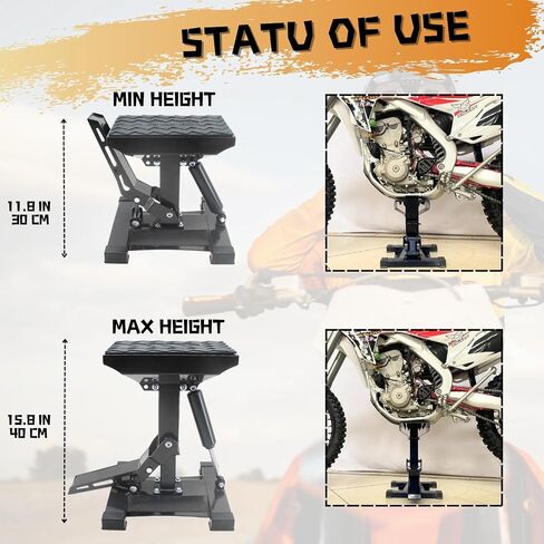 POLARBEAR Motocross Dirtbike Stand Iron Hydraulic Lift Jack 1600 Lbs Capacity 11.8" Minimum Height for Full-Size Dirt Bike Maintenance(Black) in Saudi Arabia