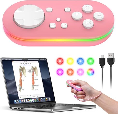 جهاز تحكم جوريكسر لاسلكي يعمل بالبلوتوث لجهاز Anki App-Gamepad صغير الحجم للتحكم في Switch-Windows-Android-MacOS مع كابل وحزام (وردي) in Kuwait
