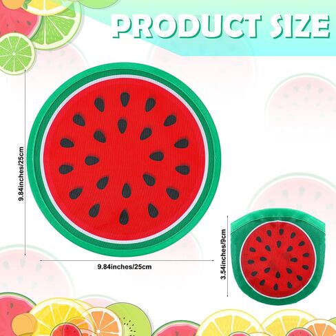 CroBlissful 24 Pcs Foldable Flying Disc Fans 9.84'' Fruit Folding Hand Fan Round Collapsible Handheld Fan Decorative Pocket Fans with Bag for Boys Girls Gift Beach Lawn Park Camping Game Party Favor in Saudi Arabia