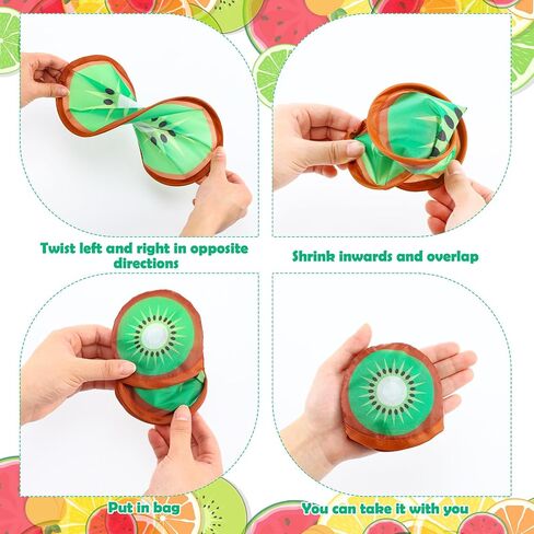 CroBlissful 24 Pcs Foldable Flying Disc Fans 9.84'' Fruit Folding Hand Fan Round Collapsible Handheld Fan Decorative Pocket Fans with Bag for Boys Girls Gift Beach Lawn Park Camping Game Party Favor in Saudi Arabia
