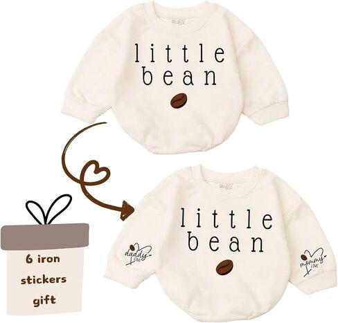 STALOFAZ Little Bean Baby Romper - Baby Bean Outfit Newborn Baby Boy Girl Bubble Long Sleeve Bodysuit Sweatshirt Infant Gift in Saudi Arabia